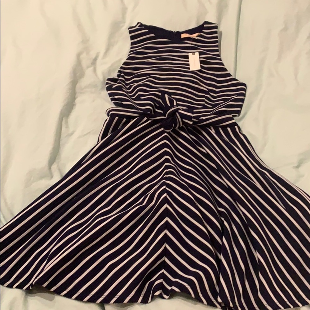 Blue and white dress